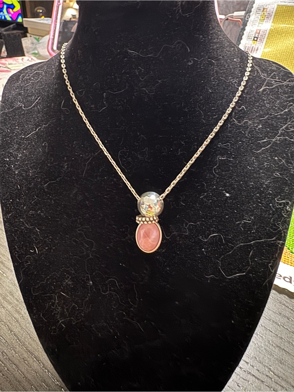 Brighton  Silver Pink Stone Pendant Necklace